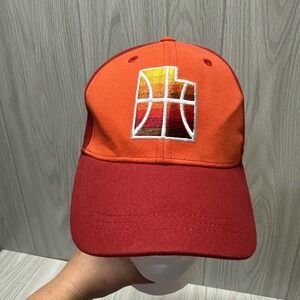 Utah Jazz Basketball Cap Orange Red Embroidered Logo Zions Bank Adjustable Snap